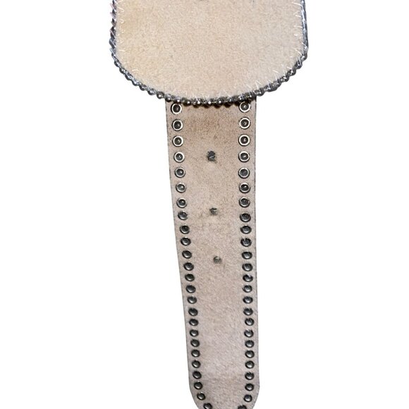 Ariat Wide Brown Western Rhinestone & Turquoise Genuine Leather Belt XL With Sil - Picture 5 of 11